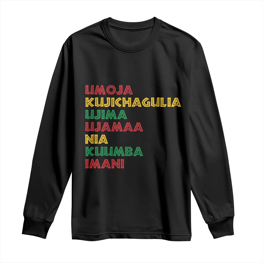 Seven Principles Of Kwanzaa Christmas African American Nguzo Saba Long Sleeve Shirt