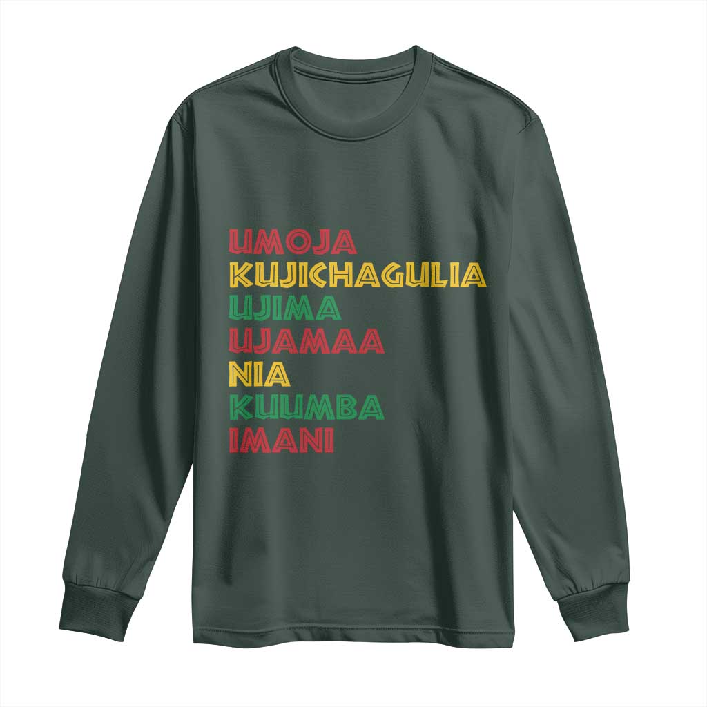 Seven Principles Of Kwanzaa Christmas African American Nguzo Saba Long Sleeve Shirt