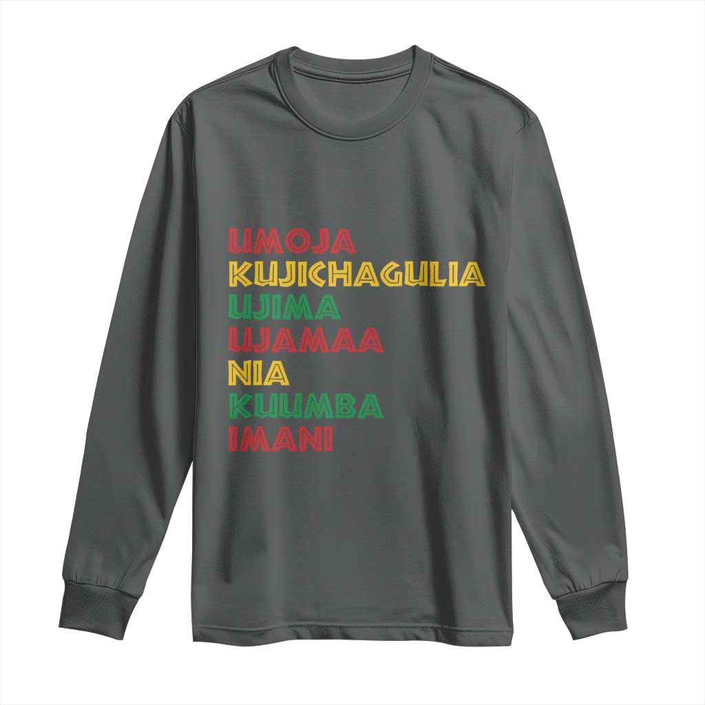 Seven Principles Of Kwanzaa Christmas African American Nguzo Saba Long Sleeve Shirt