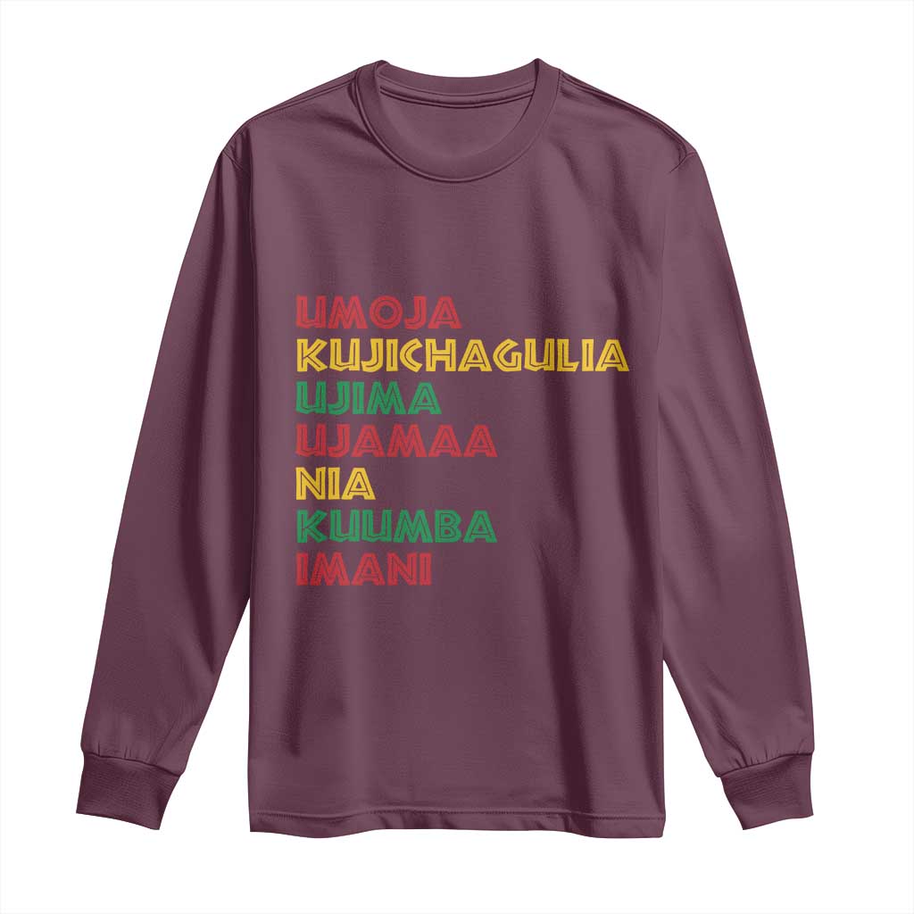 Seven Principles Of Kwanzaa Christmas African American Nguzo Saba Long Sleeve Shirt