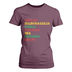 Seven Principles Of Kwanzaa Christmas African American Nguzo Saba T Shirt For Women