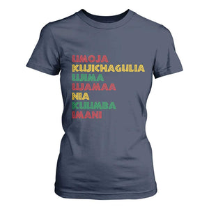 Seven Principles Of Kwanzaa Christmas African American Nguzo Saba T Shirt For Women