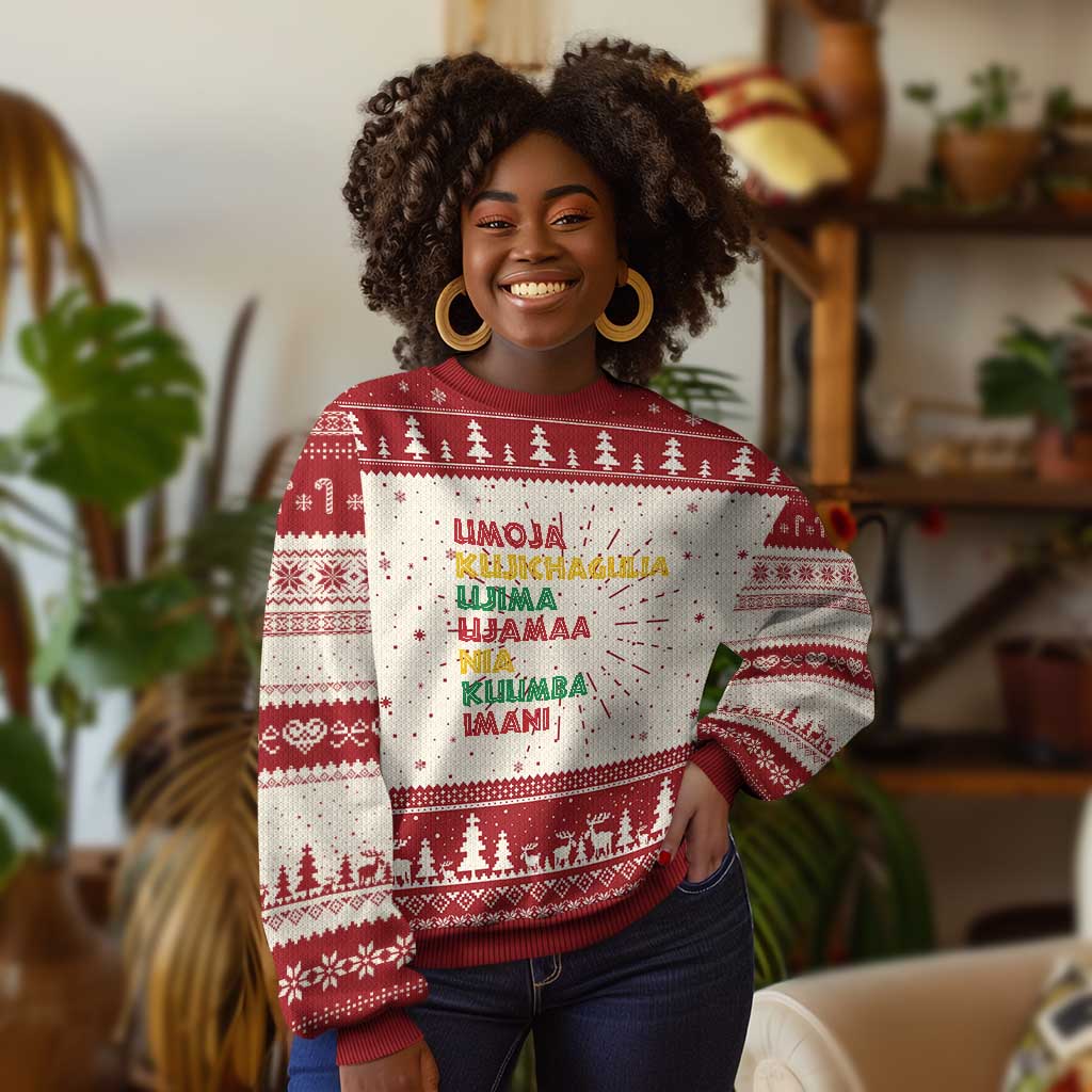 Seven Principles Of Kwanzaa Xmas African American Nguzo Saba Ugly Christmas Sweater