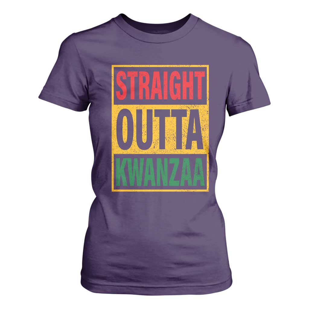 Funny Straight Outta Kwanzaa African American Heritage Christmas Holiday T Shirt For Women