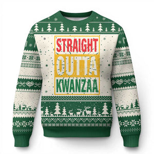 Funny Straight Outta Kwanzaa African American Heritage Xmas Holiday Ugly Christmas Sweater