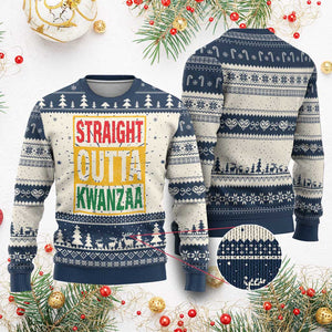 Funny Straight Outta Kwanzaa African American Heritage Xmas Holiday Ugly Christmas Sweater