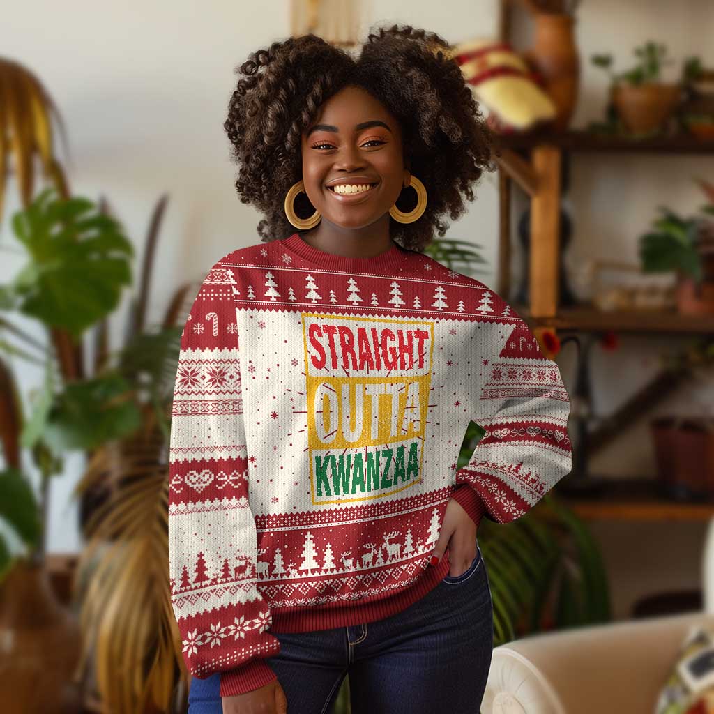 Funny Straight Outta Kwanzaa African American Heritage Xmas Holiday Ugly Christmas Sweater