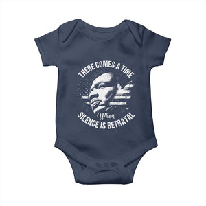 MLK Day There Comes A Time When Silence Is Betrayal Baby Onesie Martin Luther King Vintage American Flag Black History Month