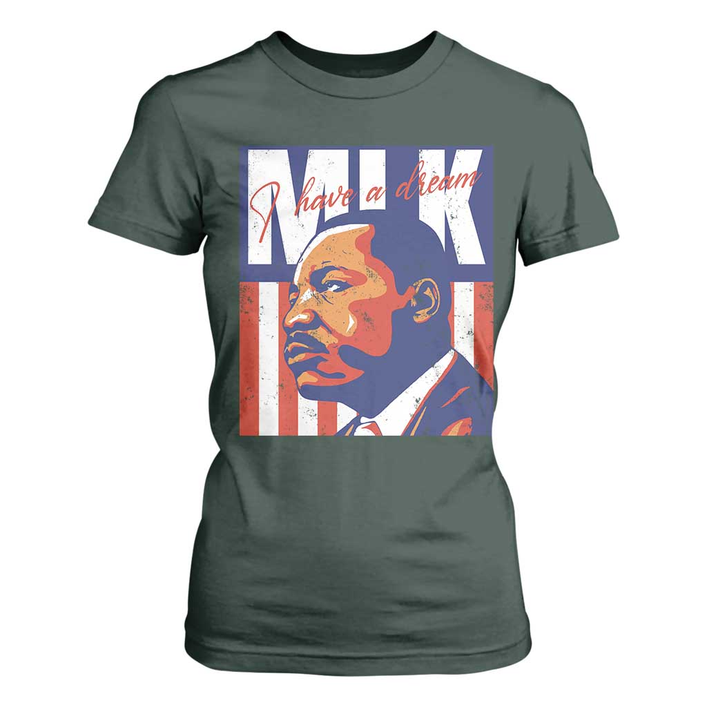 MLK Day I Have A Dream T Shirt For Women Martin Luther King Vintage American Flag Black History Month