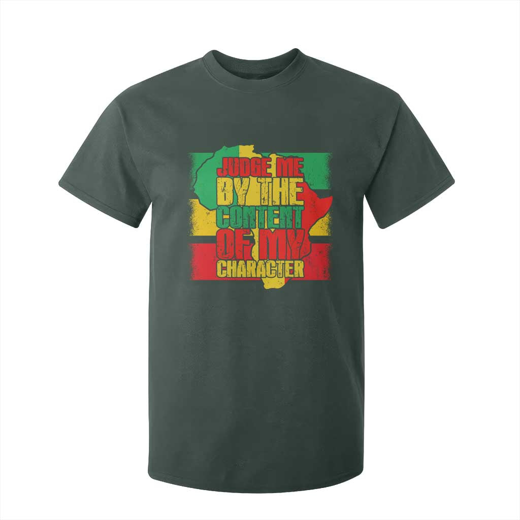 MLK Day Judge Me By The Content Of My Character T Shirt For Kid Martin Luther King Africa Map Black History Month
