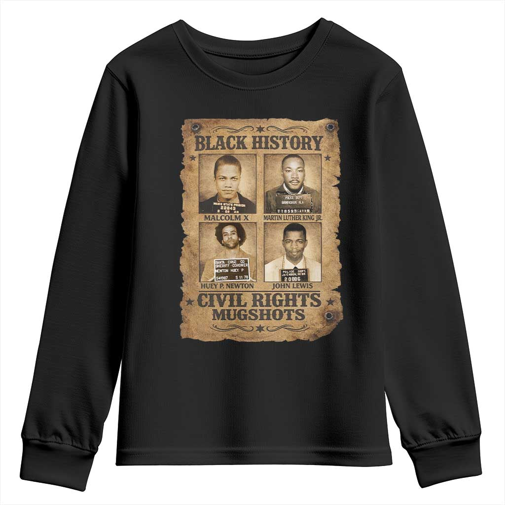 Black History Civil Rights Mugshots Youth Sweatshirt Malcolm X MLK John Lewis Huey P Newton