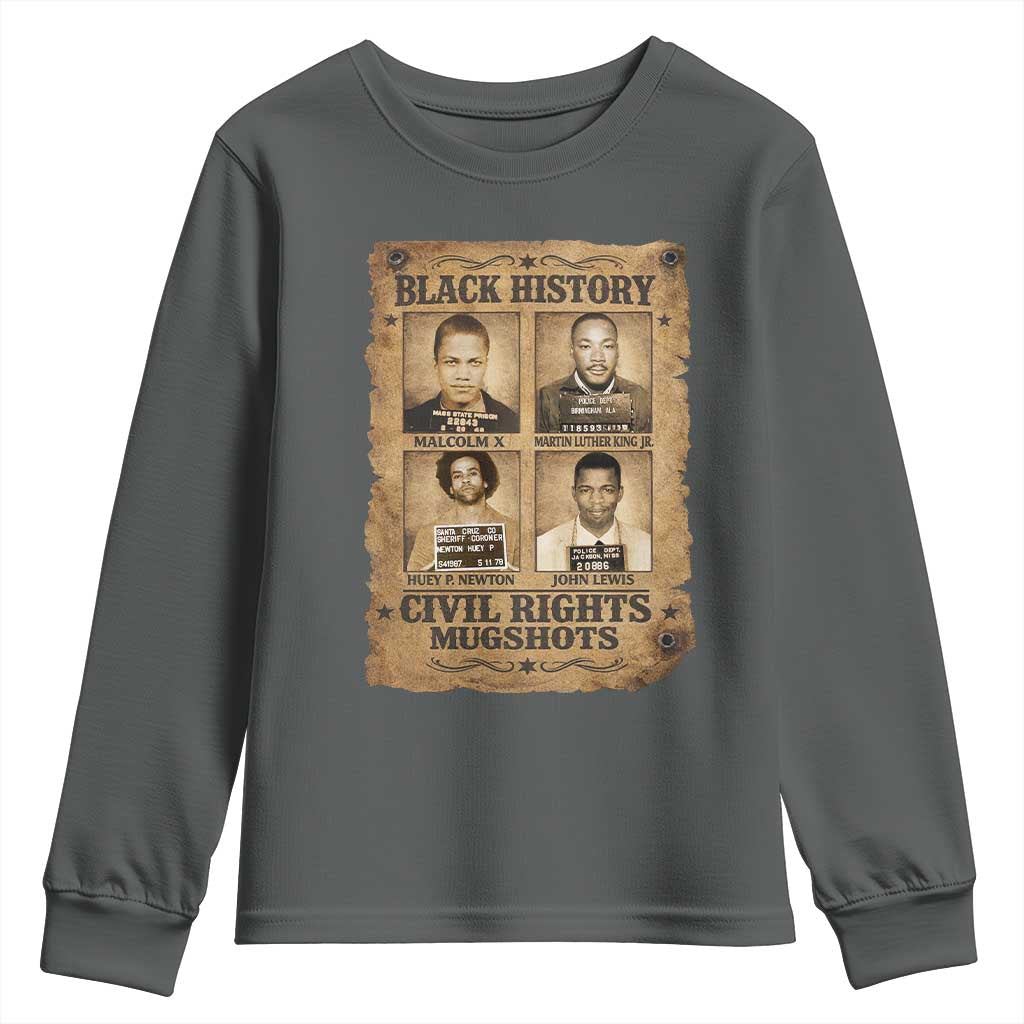 Black History Civil Rights Mugshots Youth Sweatshirt Malcolm X MLK John Lewis Huey P Newton