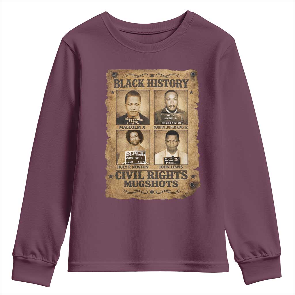 Black History Civil Rights Mugshots Youth Sweatshirt Malcolm X MLK John Lewis Huey P Newton