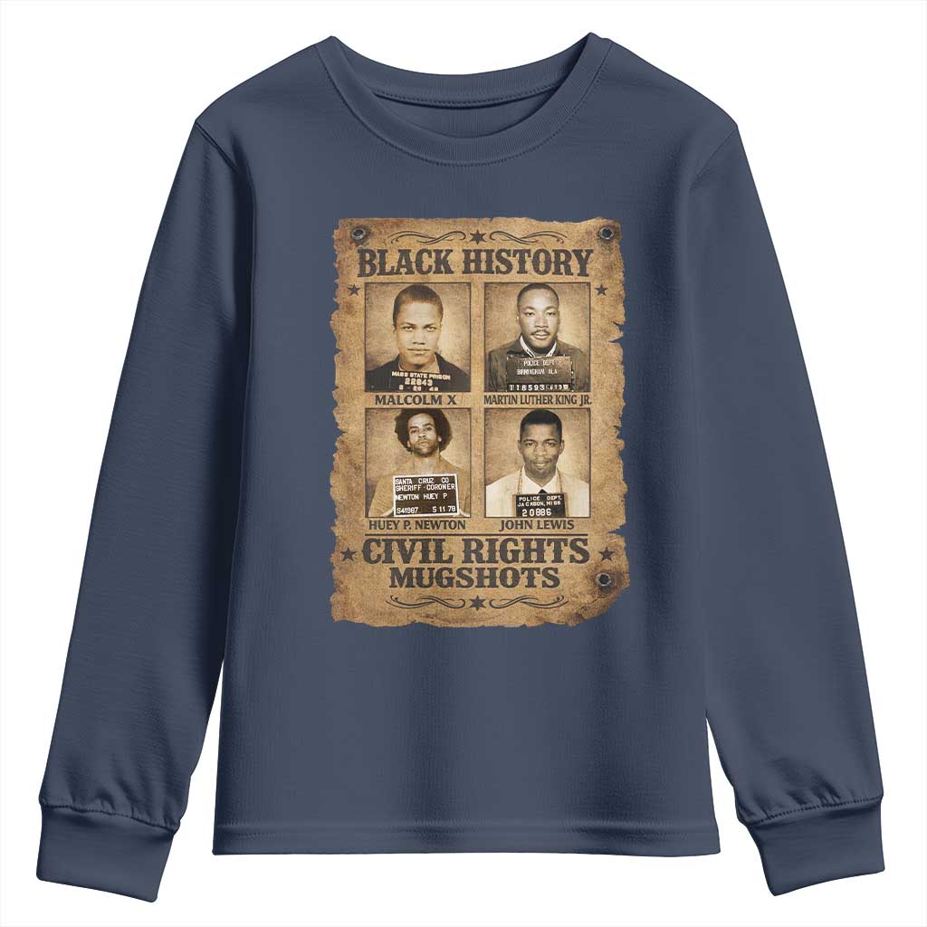 Black History Civil Rights Mugshots Youth Sweatshirt Malcolm X MLK John Lewis Huey P Newton
