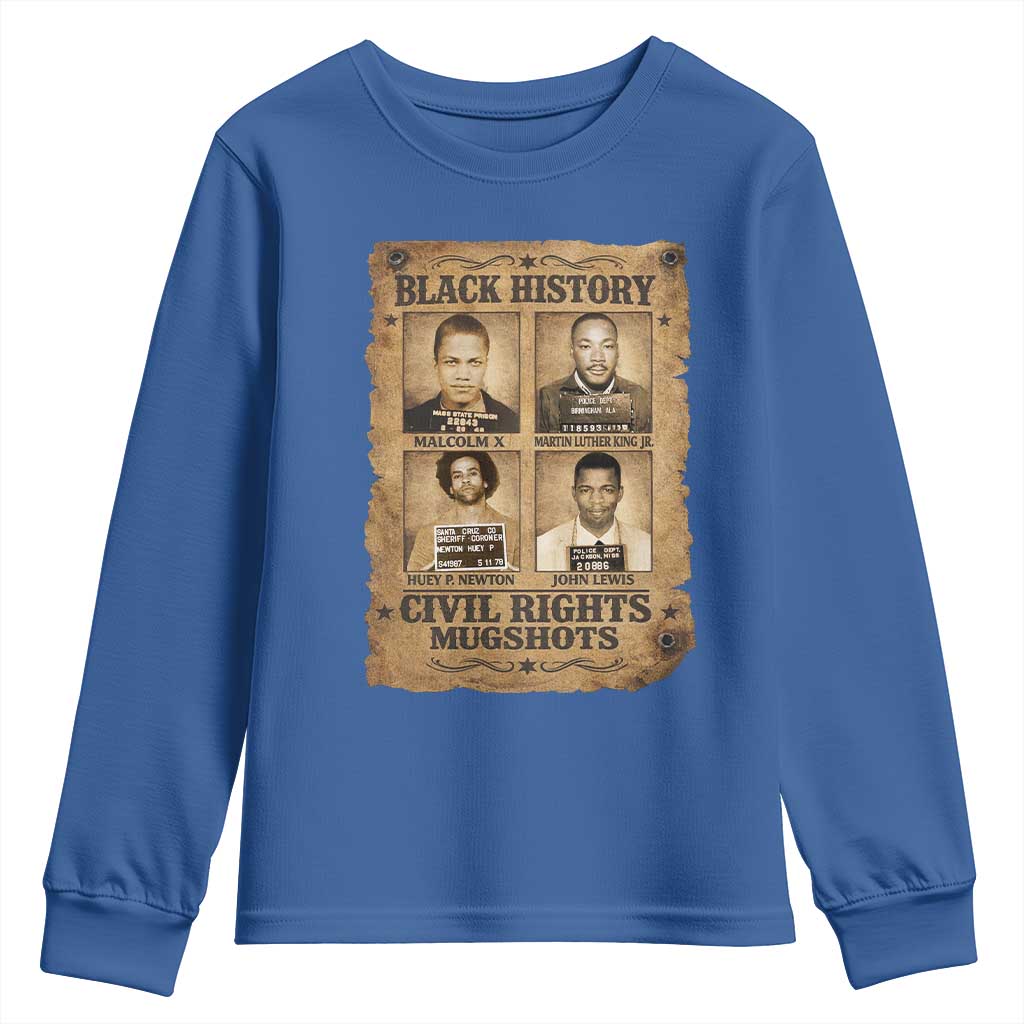 Black History Civil Rights Mugshots Youth Sweatshirt Malcolm X MLK John Lewis Huey P Newton