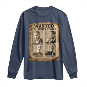 Black Leaders Long Sleeve Shirt Wanted Civil Rights Heroes MLK Malcolm X Web John Lewis