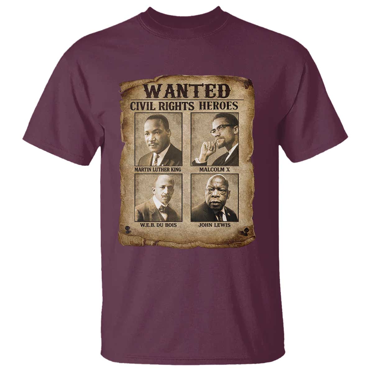 Black Leaders T Shirt Wanted Civil Rights Heroes MLK Malcolm X Web John Lewis