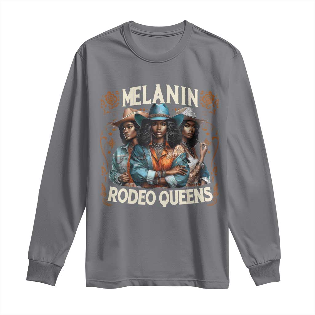Melanin Rodeo Queen Long Sleeve Shirt African American Melanin Black Cowgirl Swag