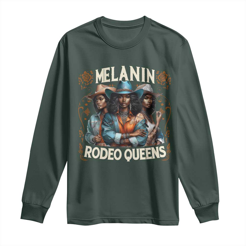 Melanin Rodeo Queen Long Sleeve Shirt African American Melanin Black Cowgirl Swag