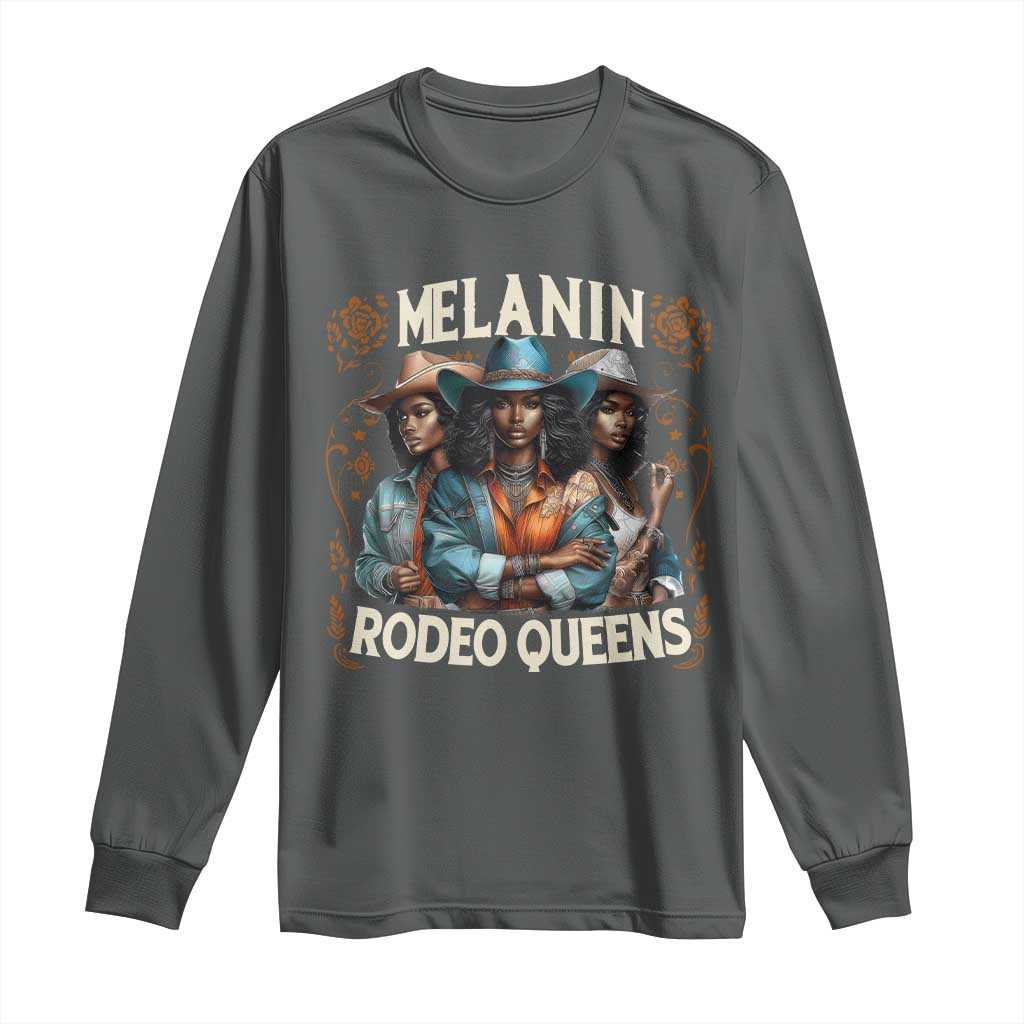 Melanin Rodeo Queen Long Sleeve Shirt African American Melanin Black Cowgirl Swag