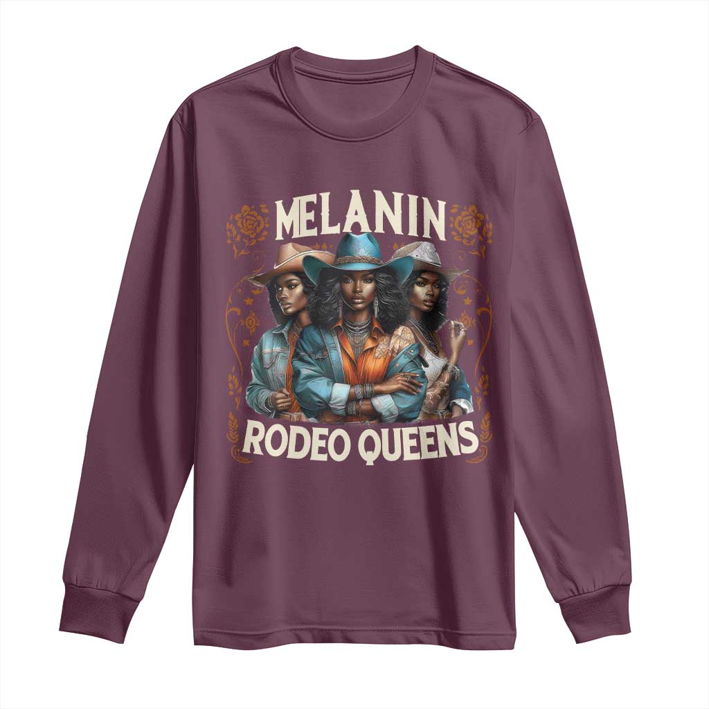 Melanin Rodeo Queen Long Sleeve Shirt African American Melanin Black Cowgirl Swag