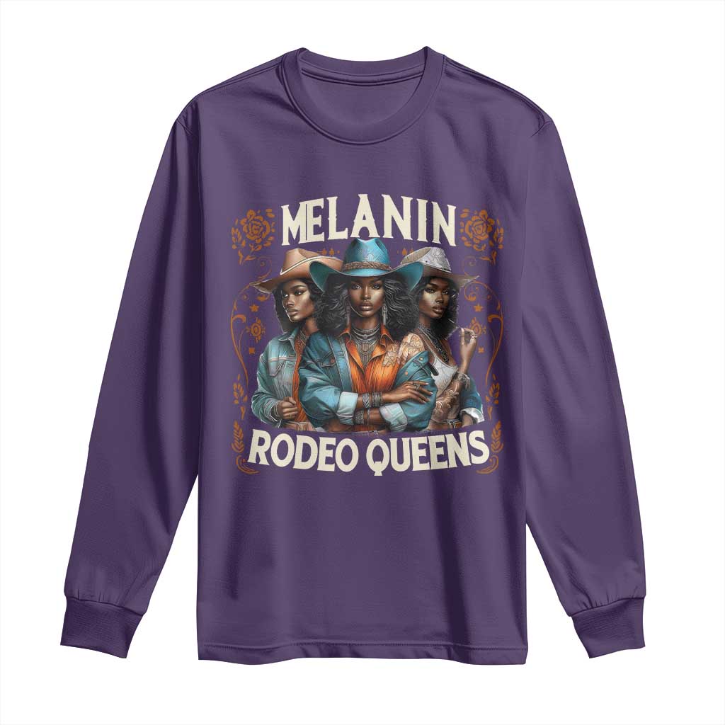 Melanin Rodeo Queen Long Sleeve Shirt African American Melanin Black Cowgirl Swag