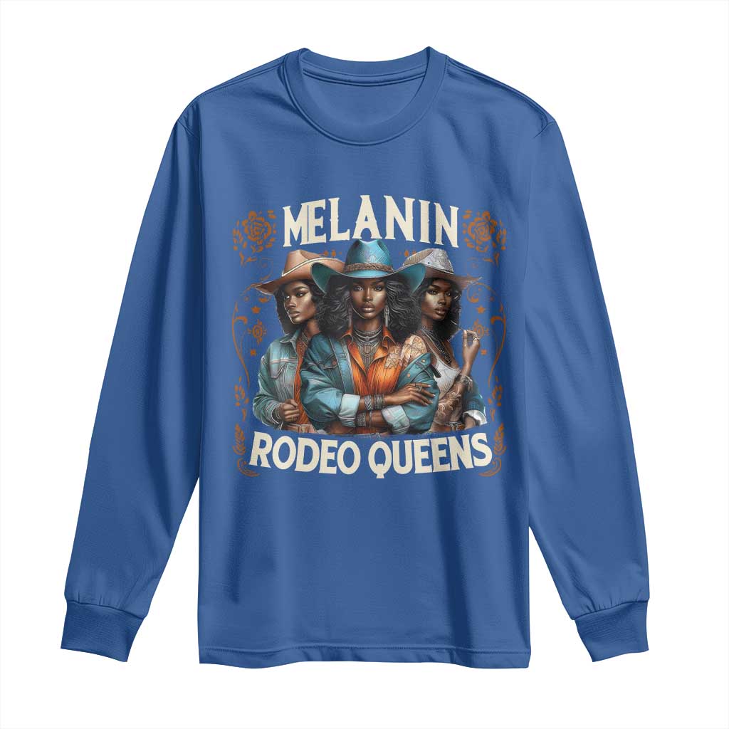 Melanin Rodeo Queen Long Sleeve Shirt African American Melanin Black Cowgirl Swag