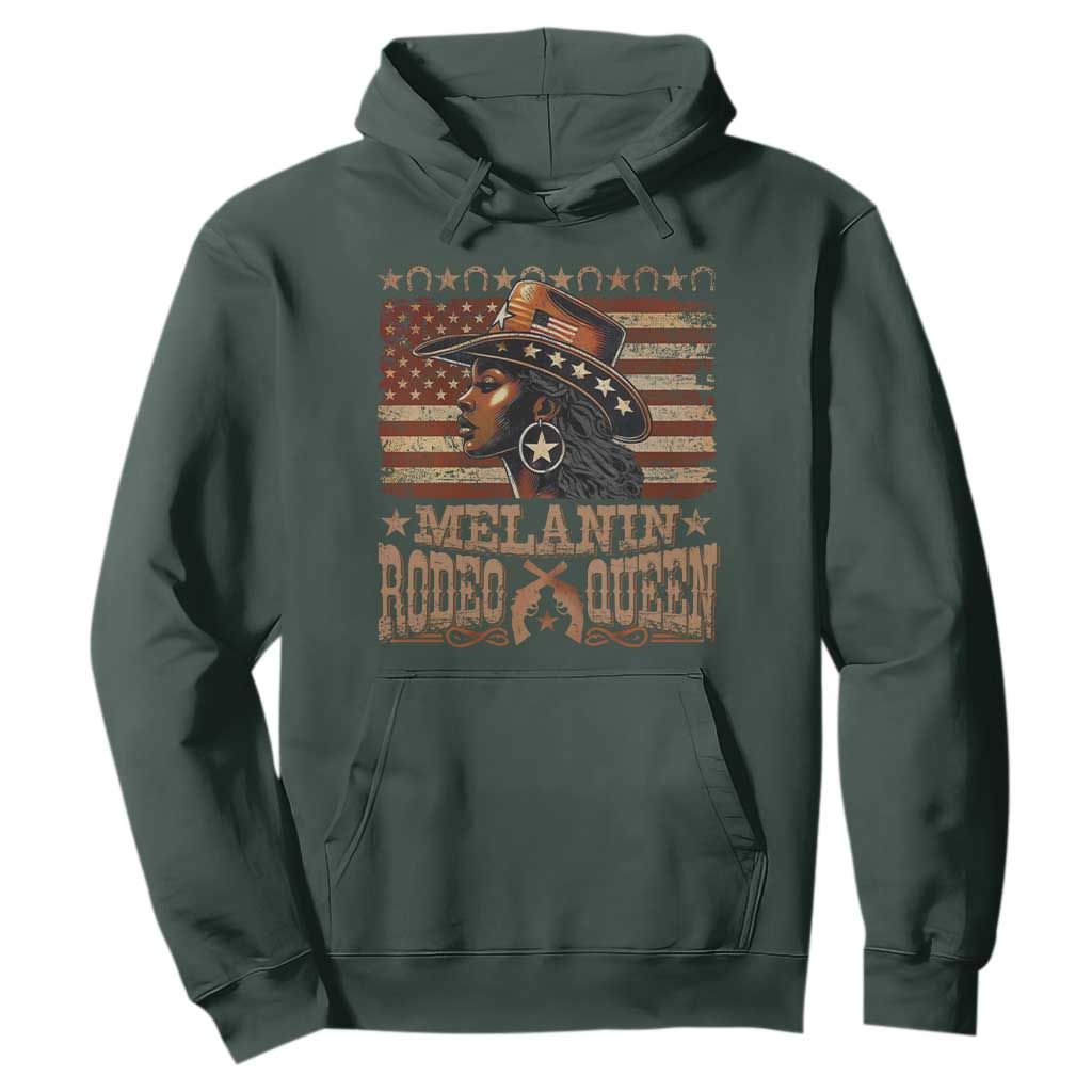 Melanin Rodeo Queen Hoodie Black Cowgirl Western Vintage American Flag