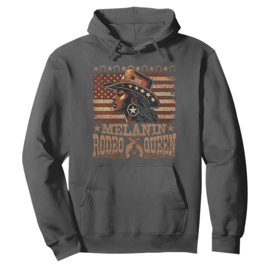 Melanin Rodeo Queen Hoodie Black Cowgirl Western Vintage American Flag