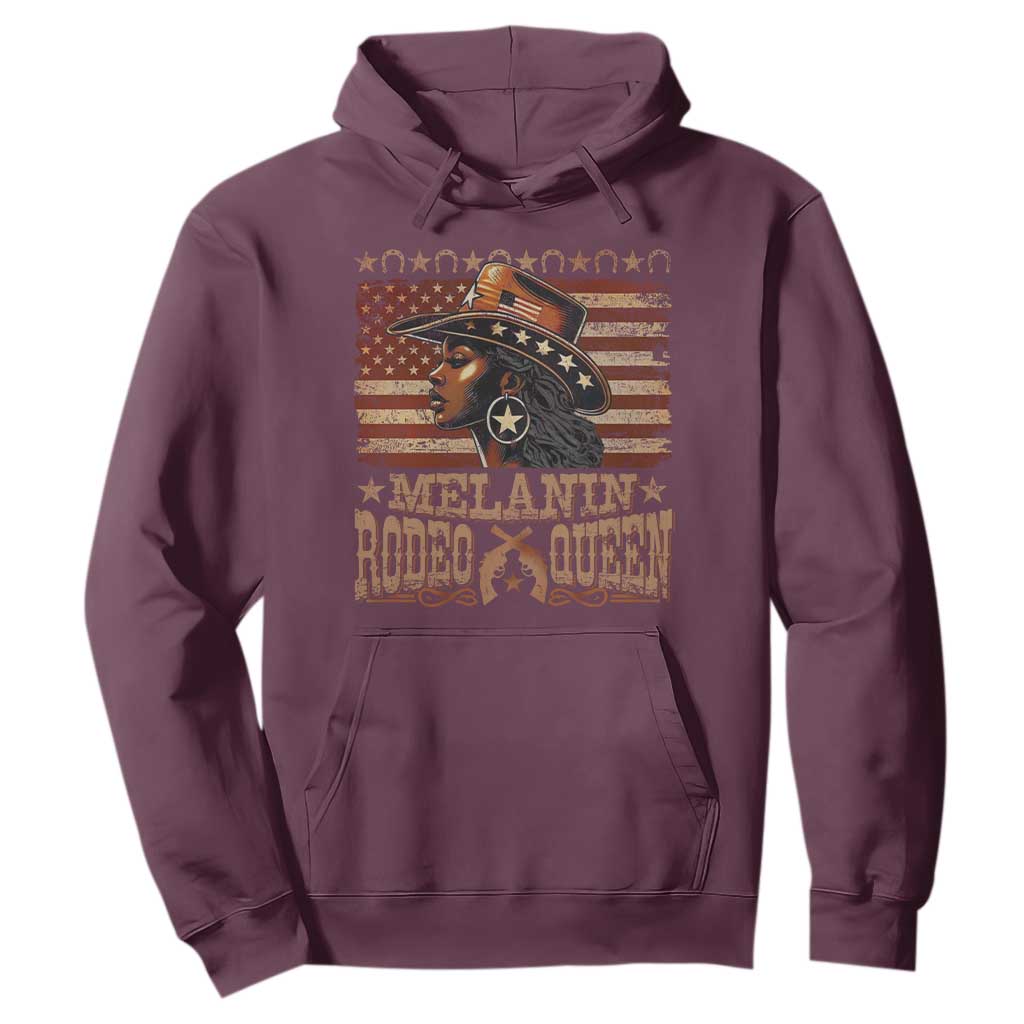 Melanin Rodeo Queen Hoodie Black Cowgirl Western Vintage American Flag