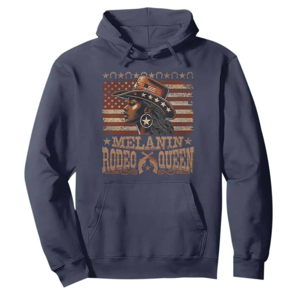 Melanin Rodeo Queen Hoodie Black Cowgirl Western Vintage American Flag