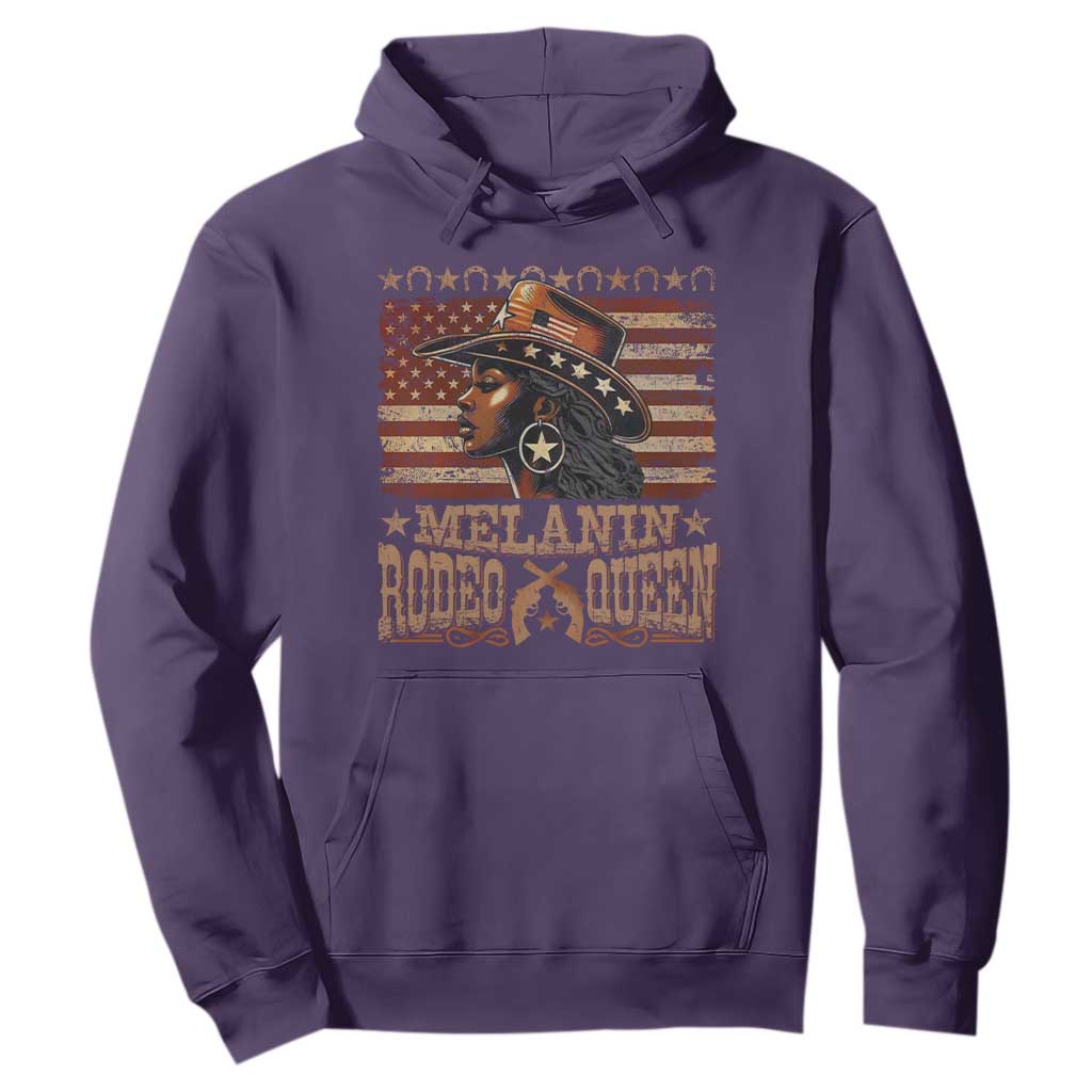 Melanin Rodeo Queen Hoodie Black Cowgirl Western Vintage American Flag
