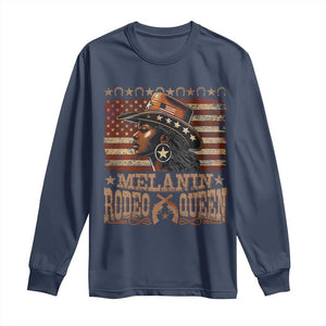 Melanin Rodeo Queen Long Sleeve Shirt Black Cowgirl Western Vintage American Flag
