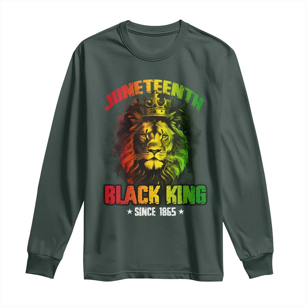 Juneteenth Black King Since 1865 Lion Crown Long Sleeve Shirt