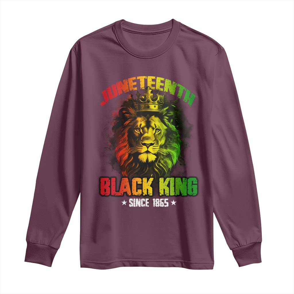 Juneteenth Black King Since 1865 Lion Crown Long Sleeve Shirt