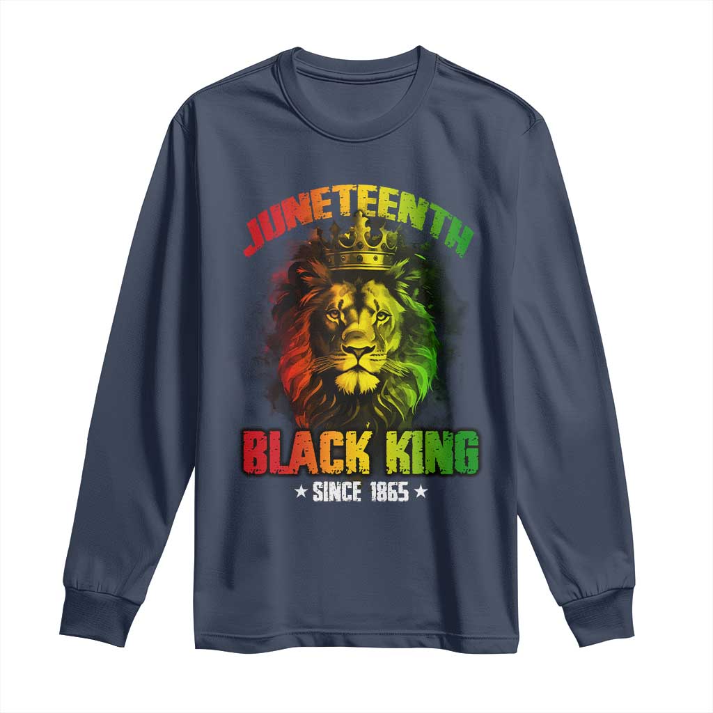 Juneteenth Black King Since 1865 Lion Crown Long Sleeve Shirt