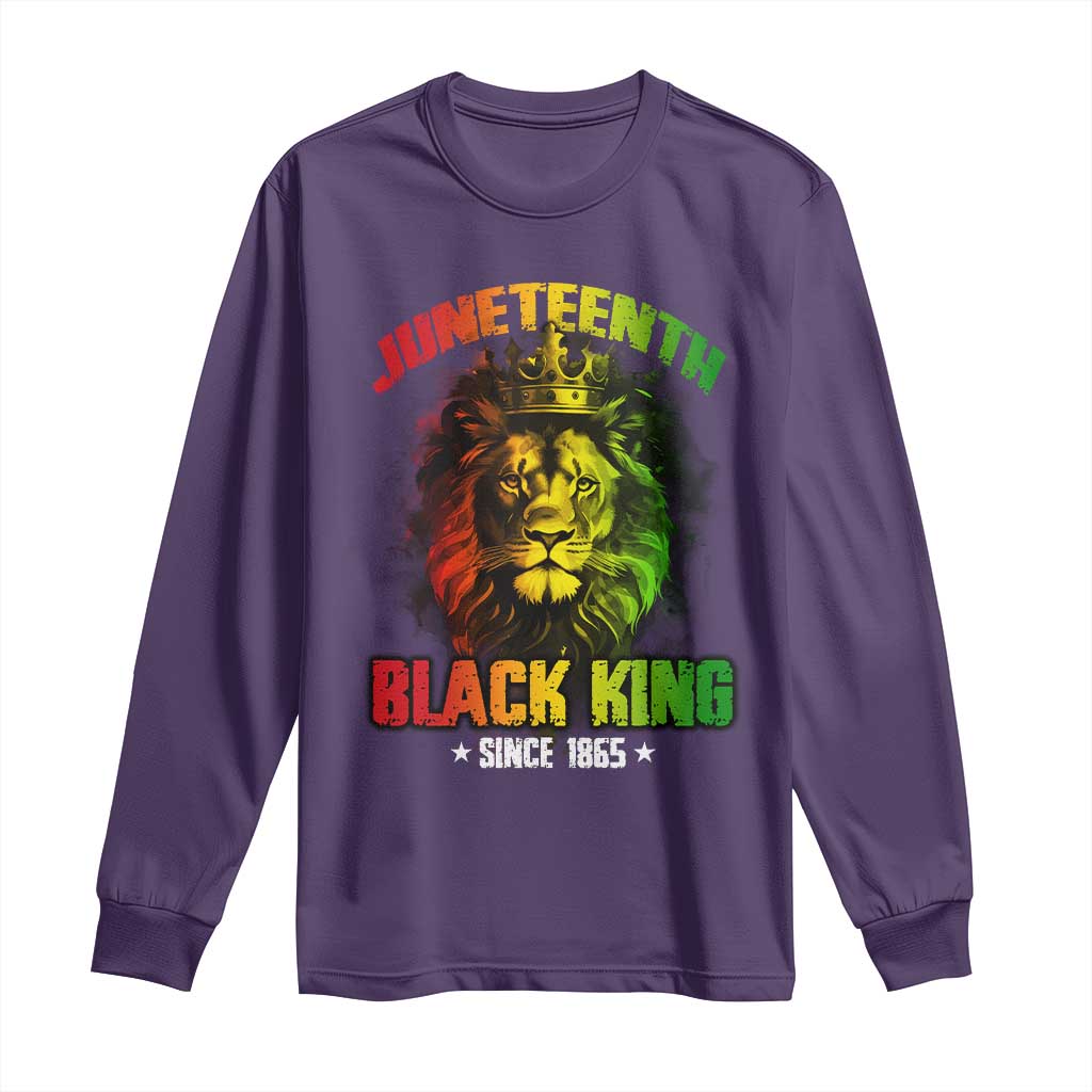 Juneteenth Black King Since 1865 Lion Crown Long Sleeve Shirt