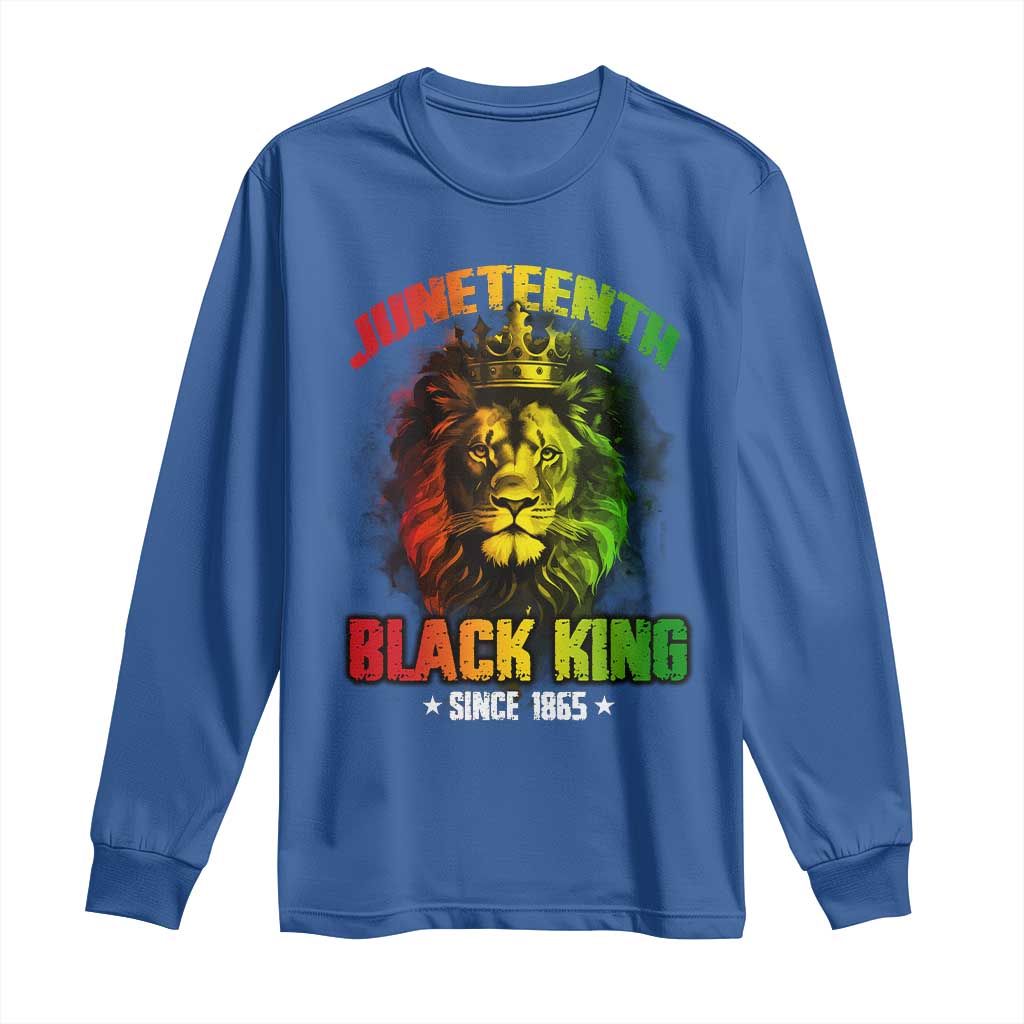 Juneteenth Black King Since 1865 Lion Crown Long Sleeve Shirt