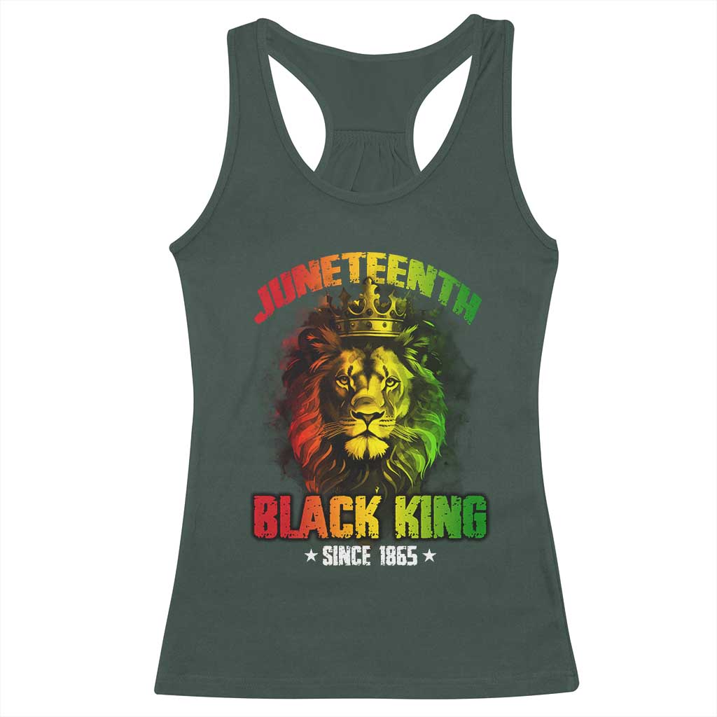 Juneteenth Black King Since 1865 Lion Crown Racerback Tank Top
