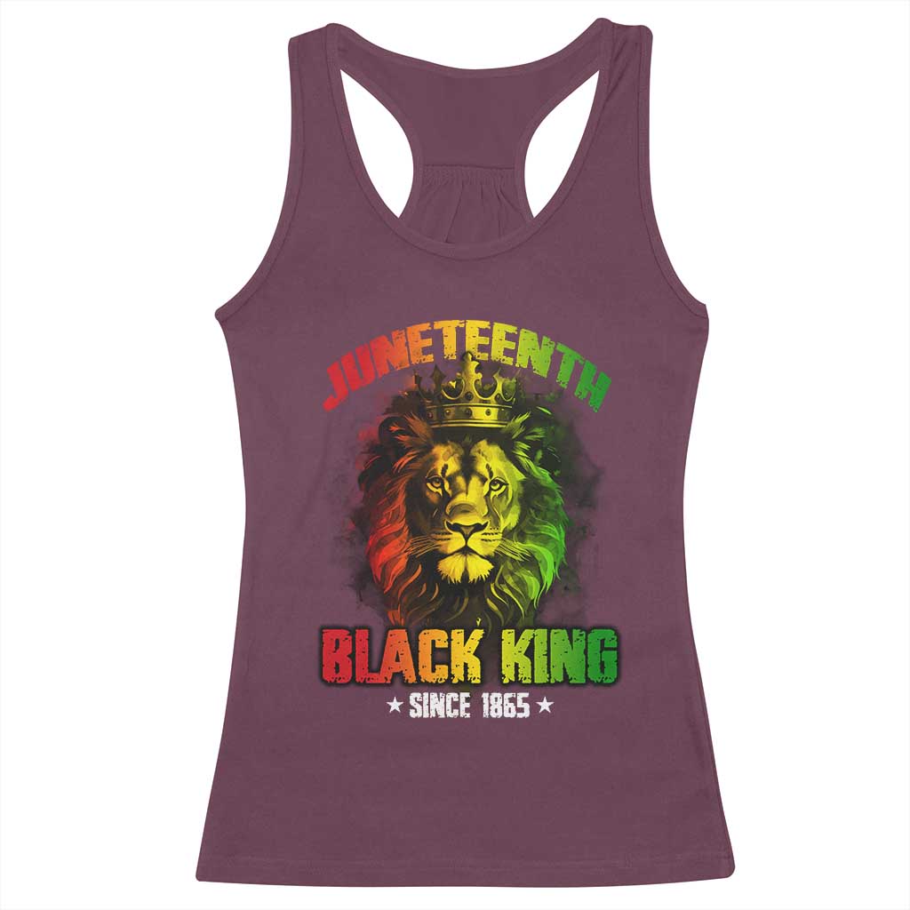 Juneteenth Black King Since 1865 Lion Crown Racerback Tank Top