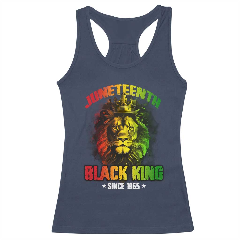 Juneteenth Black King Since 1865 Lion Crown Racerback Tank Top