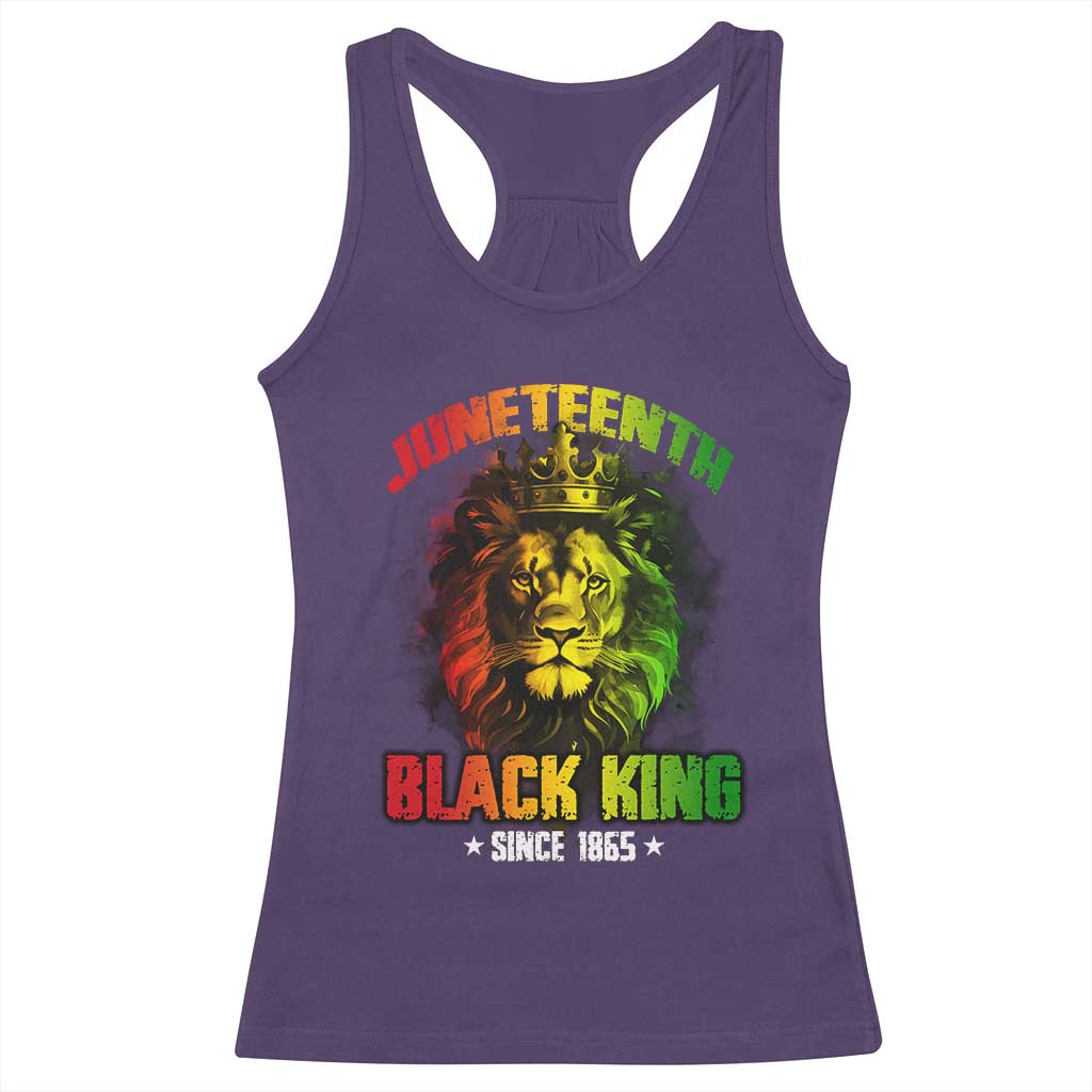 Juneteenth Black King Since 1865 Lion Crown Racerback Tank Top