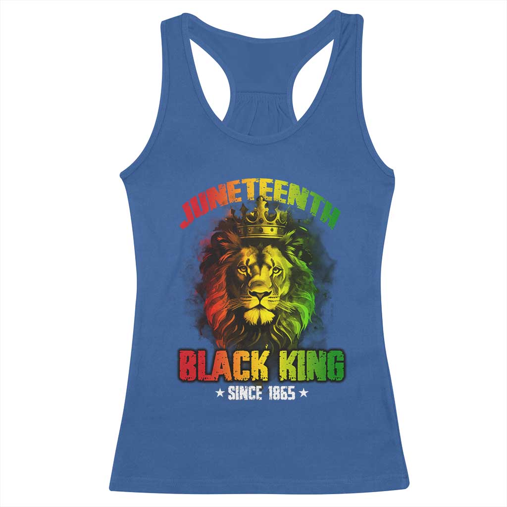 Juneteenth Black King Since 1865 Lion Crown Racerback Tank Top