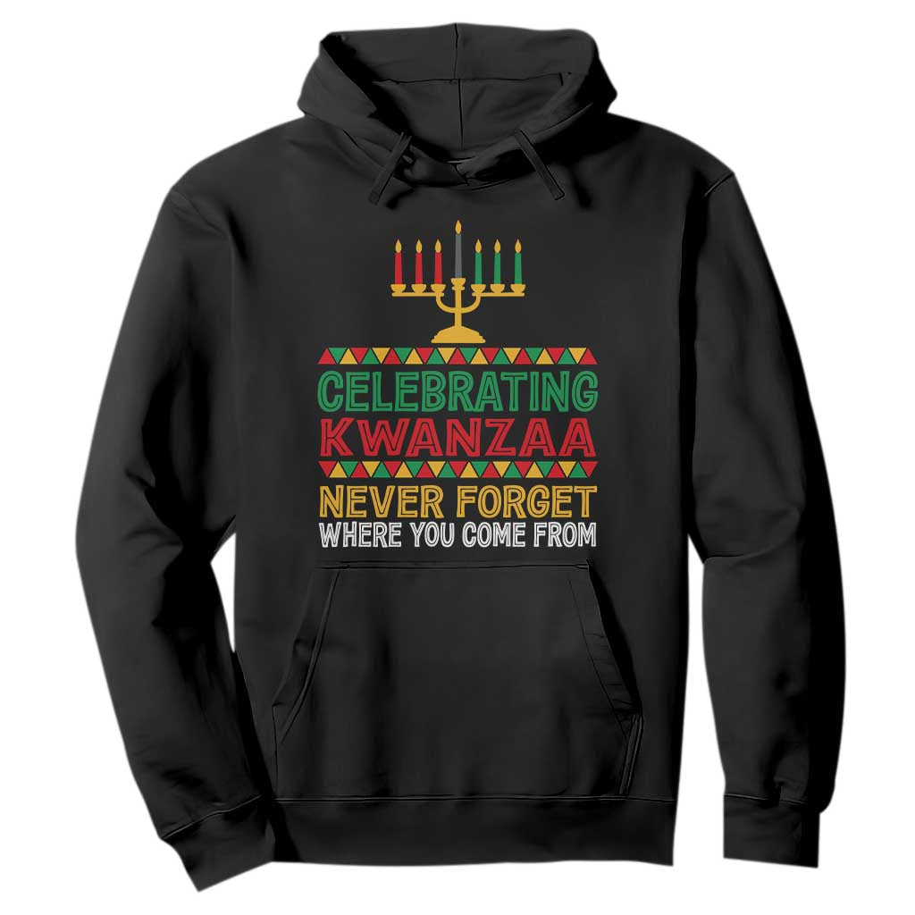 Celebrating Kwanzaa Never Forget Where You Come From Kinara Candle African American Christmas Hoodie