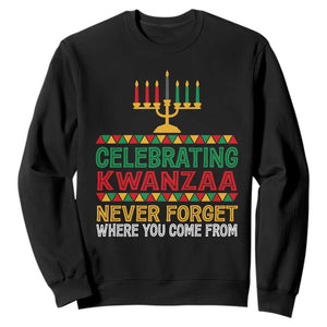 Celebrating Kwanzaa Never Forget Where You Come From Kinara Candle African American Christmas Sweatshirt