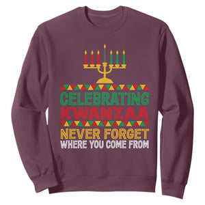 Celebrating Kwanzaa Never Forget Where You Come From Kinara Candle African American Christmas Sweatshirt