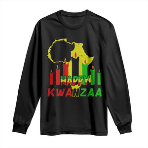 Happy Kwanzaa Long Sleeve Shirt Black Holiday African American Christmas Heritage Kinara Candle