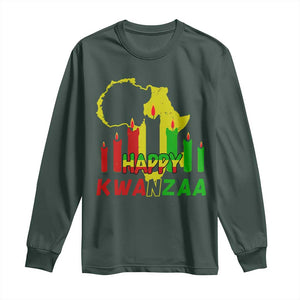 Happy Kwanzaa Long Sleeve Shirt Black Holiday African American Christmas Heritage Kinara Candle