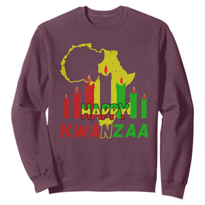 Happy Kwanzaa Sweatshirt Black Holiday African American Christmas Heritage Kinara Candle