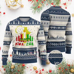 Happy Kwanzaa Ugly Christmas Sweater Black Holiday African American Xmas Heritage Kinara Candle